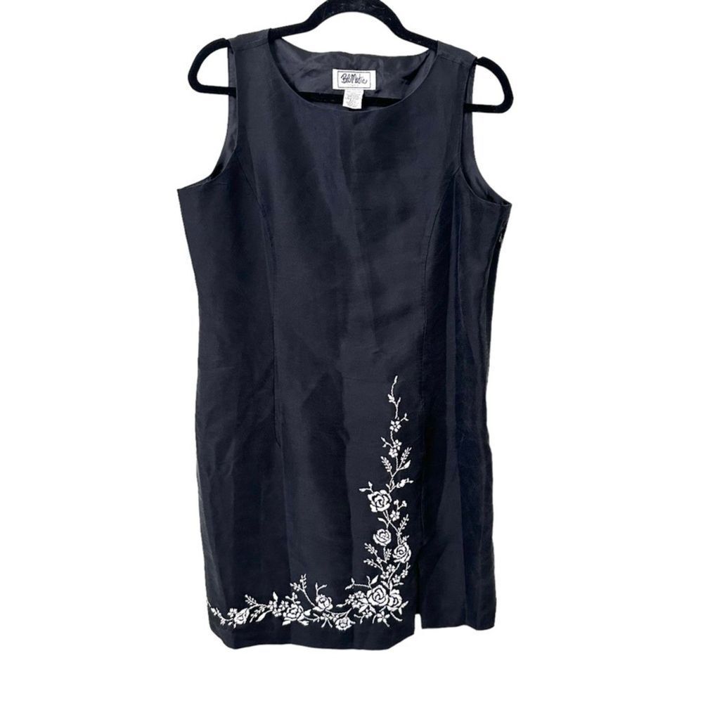 BOB MACKIE Vintage‎ Silk Embroidered Floral Dress Sz 12P
